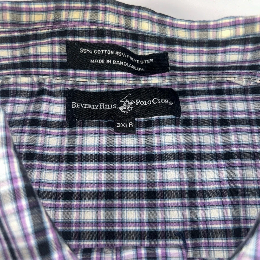 Beverly Hills Police Club Mens Shirt Size 3XLB Plaid Long Sleeve Casual‎ - Picture 2 of 10